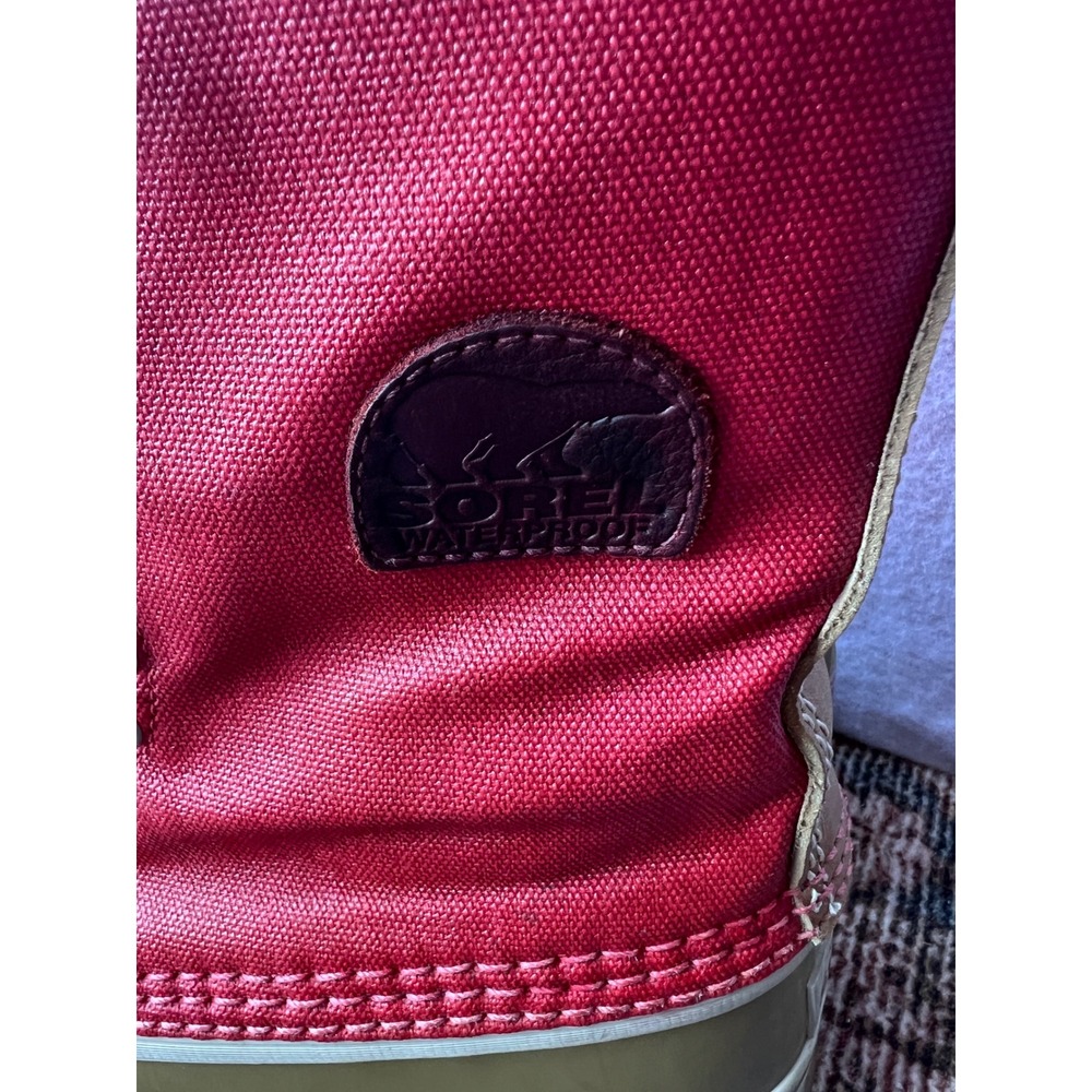 Gorpcore Sorel Caribou Premium Red Tan Waterproof Winter Snow Boots Womens 8 - Picture 3 of 8